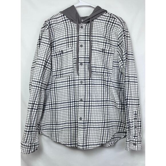 Original Use Mens Large White/Gray Button Front Long Sleeve Skater Y2K Hoodie - Picture 1 of 7